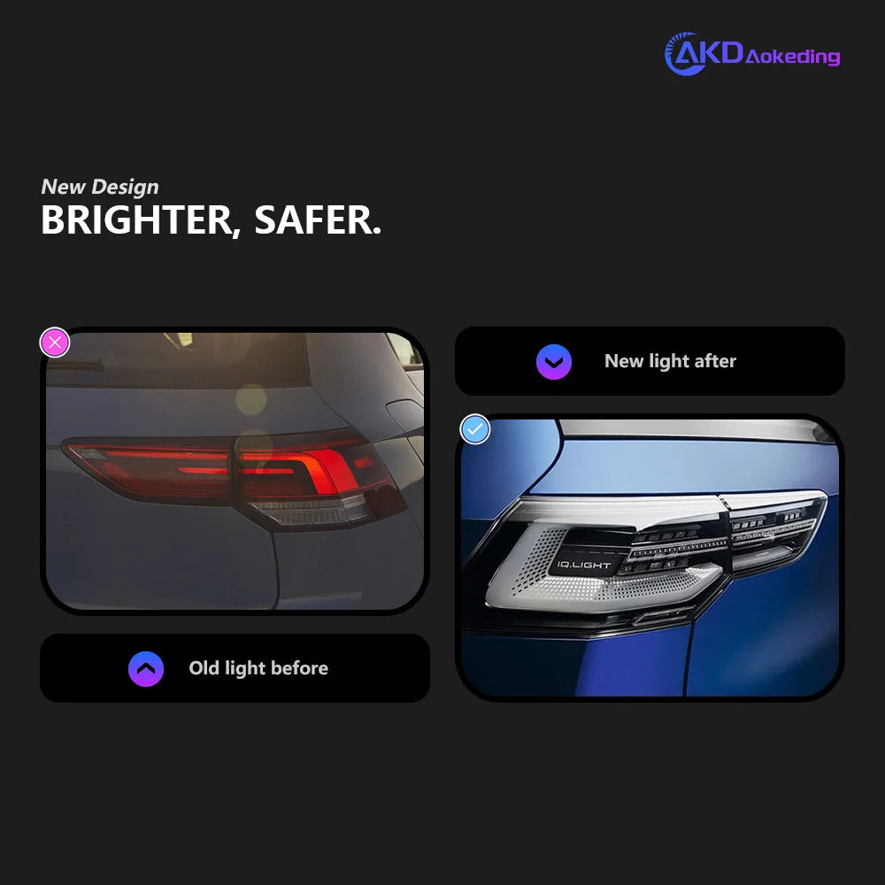 VW Volkswagen Golf 8 2021-2023 LED Tail Lights Latest Styling Red Smoked AKD