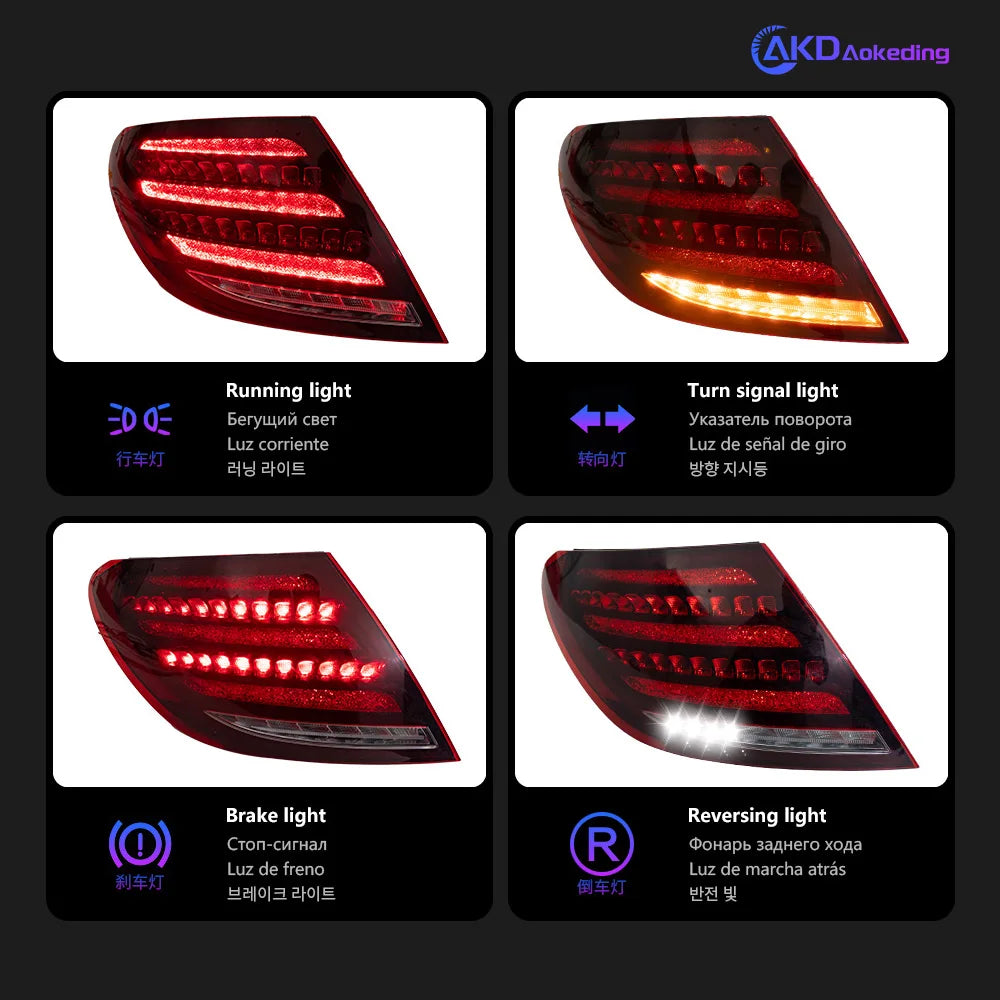 Mercedes-Benz C Class W204 2008-2013 LED Tail lights Modern style AKD
