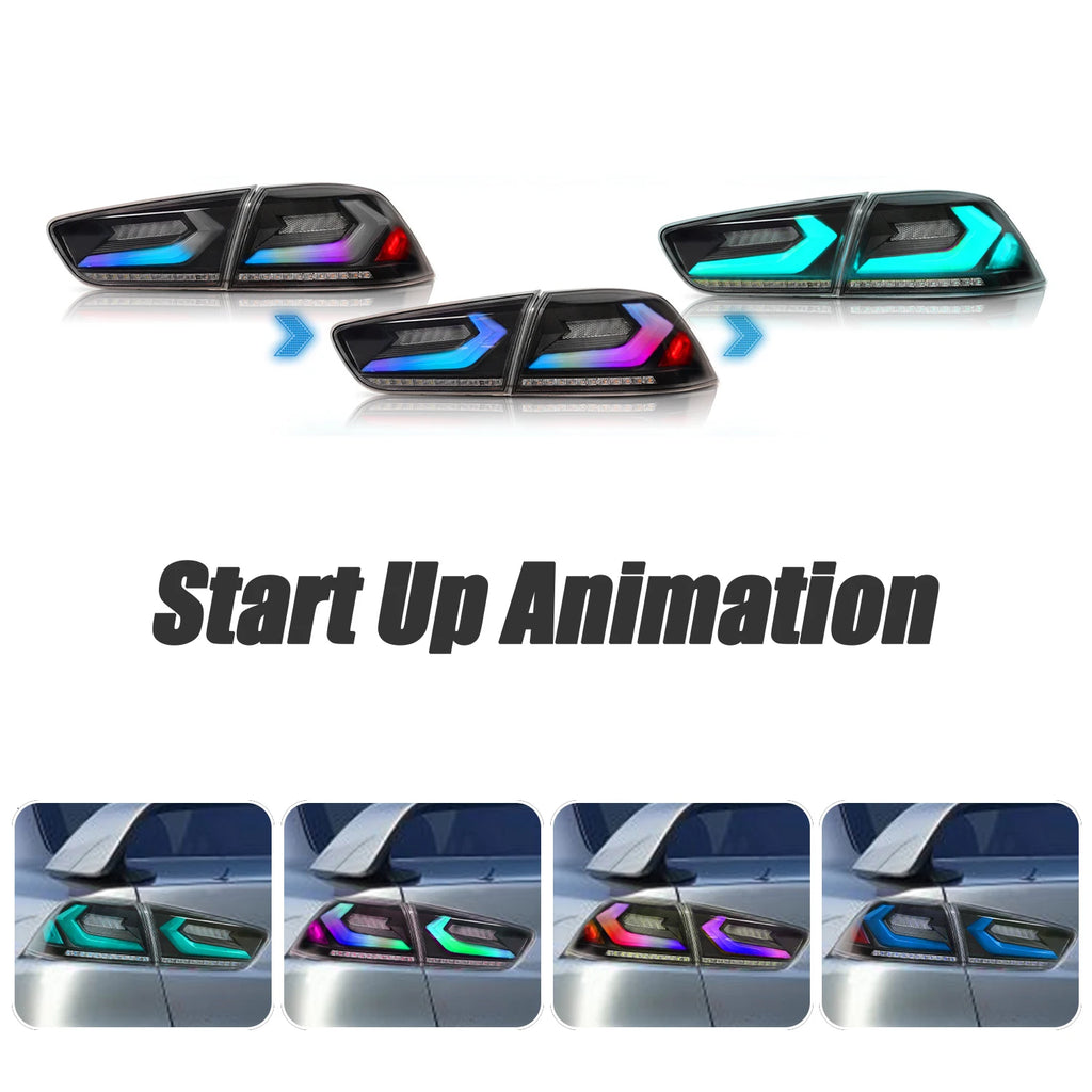 Mitsubishi Lancer Evo X 2007-2018 LED Tail Lights RGB HCMOTIONZ