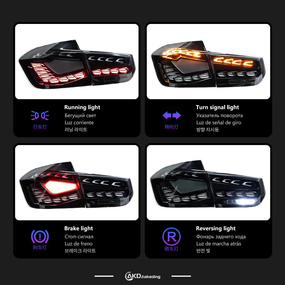 BMW 3 series F30 2012-2019 LED Tail Lights GTS Style Smoked AKD