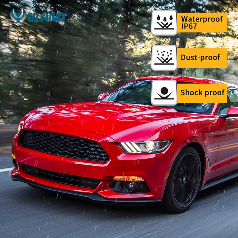 Ford Mustang VI S550 2015-2017 Headlights LED DRL Projector Lens VLAND