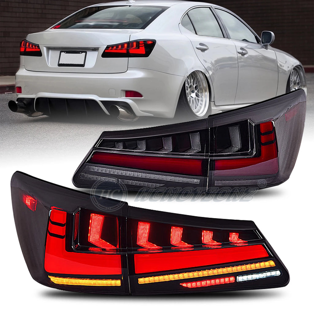 Lexus IS IS-F 2006-2013 LED Tail Lights Red Smoked HCMOTIONZ
