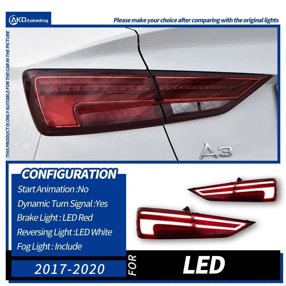Audi A3 S3 RS3 8V 2013-2019 LED Tail lights sequential turn signal AKD