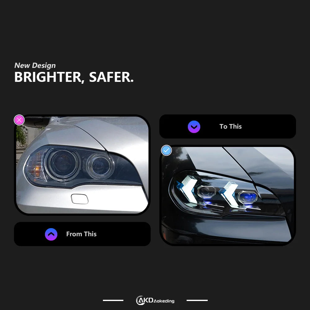 BMW X5 E70 2007-2013 LED Headlights Projector Lens Laser Style AKD