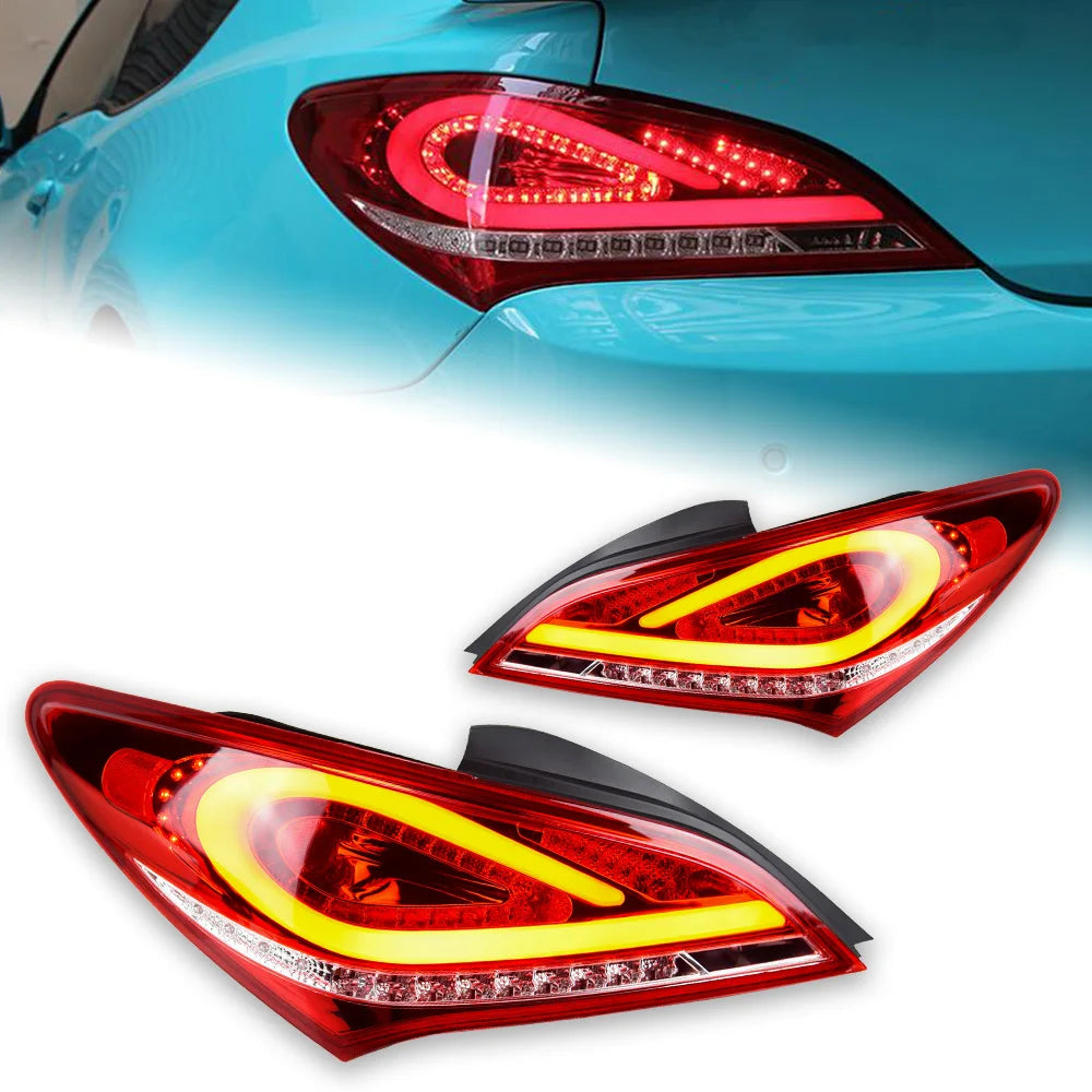 Hyundai Genesis Coupe 2008-2016 LED Tail Lights Red Smoked AKD