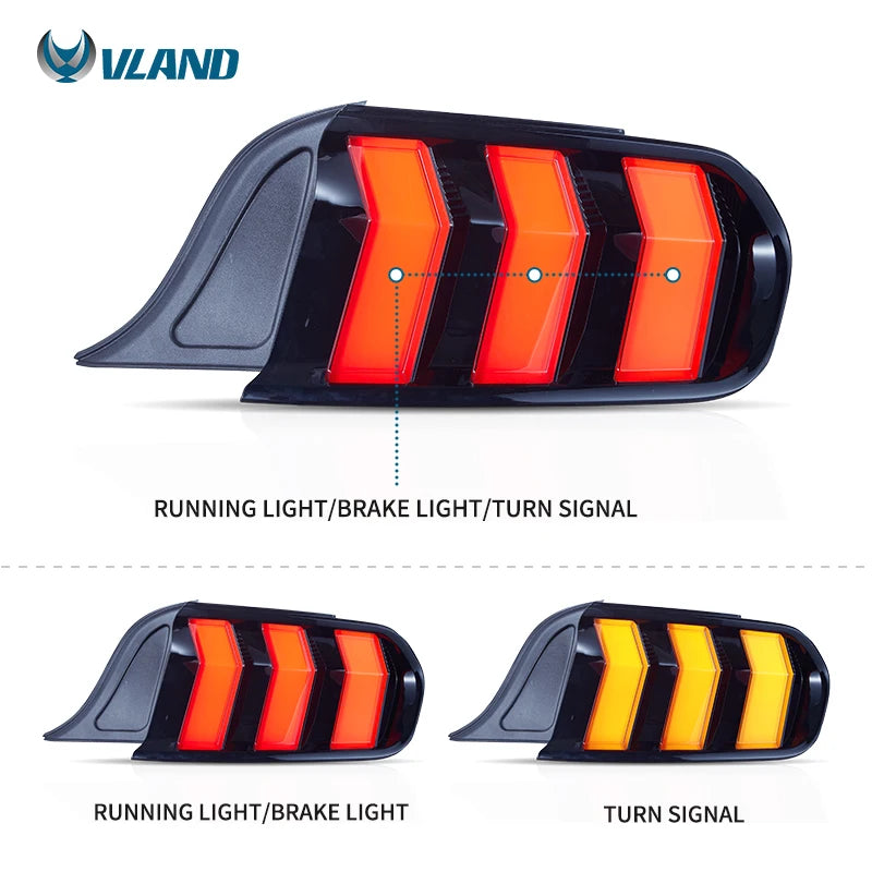 Ford Mustang S550 2015-2023 LED Tail Light S650 Style Sequential Turn Signal VLAND