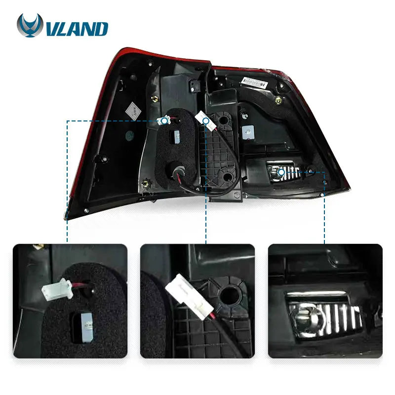 Toyota Land Cruiser J200 2008-2021 LED Tail Light Red Smoked VLAND