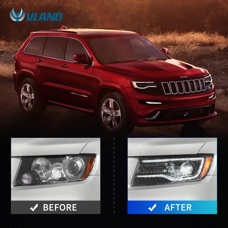 Jeep Grand Cherokee WK2 2011-2013 4th Gen Full LED Headlights Upgrade Look VLAND