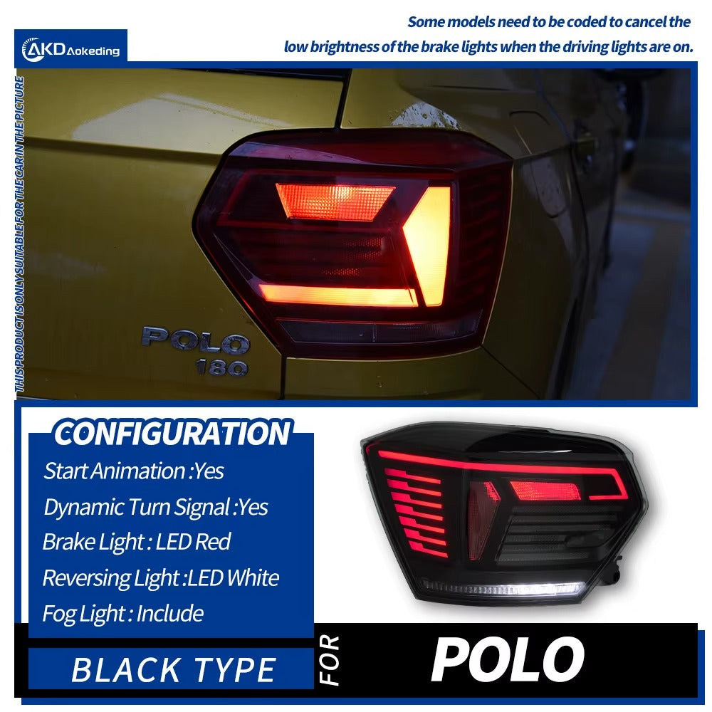 VW Volkswagen Polo MK6 2019-2023 LED Tail Lights Red Smoked AKD