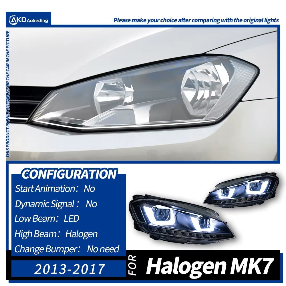 VW Volkswagen Golf MK7 2013-2016 LED Headlights Projector Lens Modern Style AKD