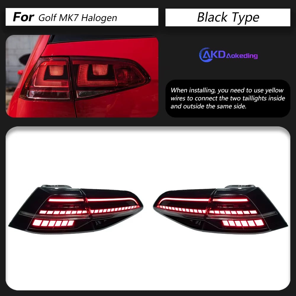 VW Volkswagen Golf MK7 MK7.5 2013-2020 LED Tail lights modern style Red Smoked AKD