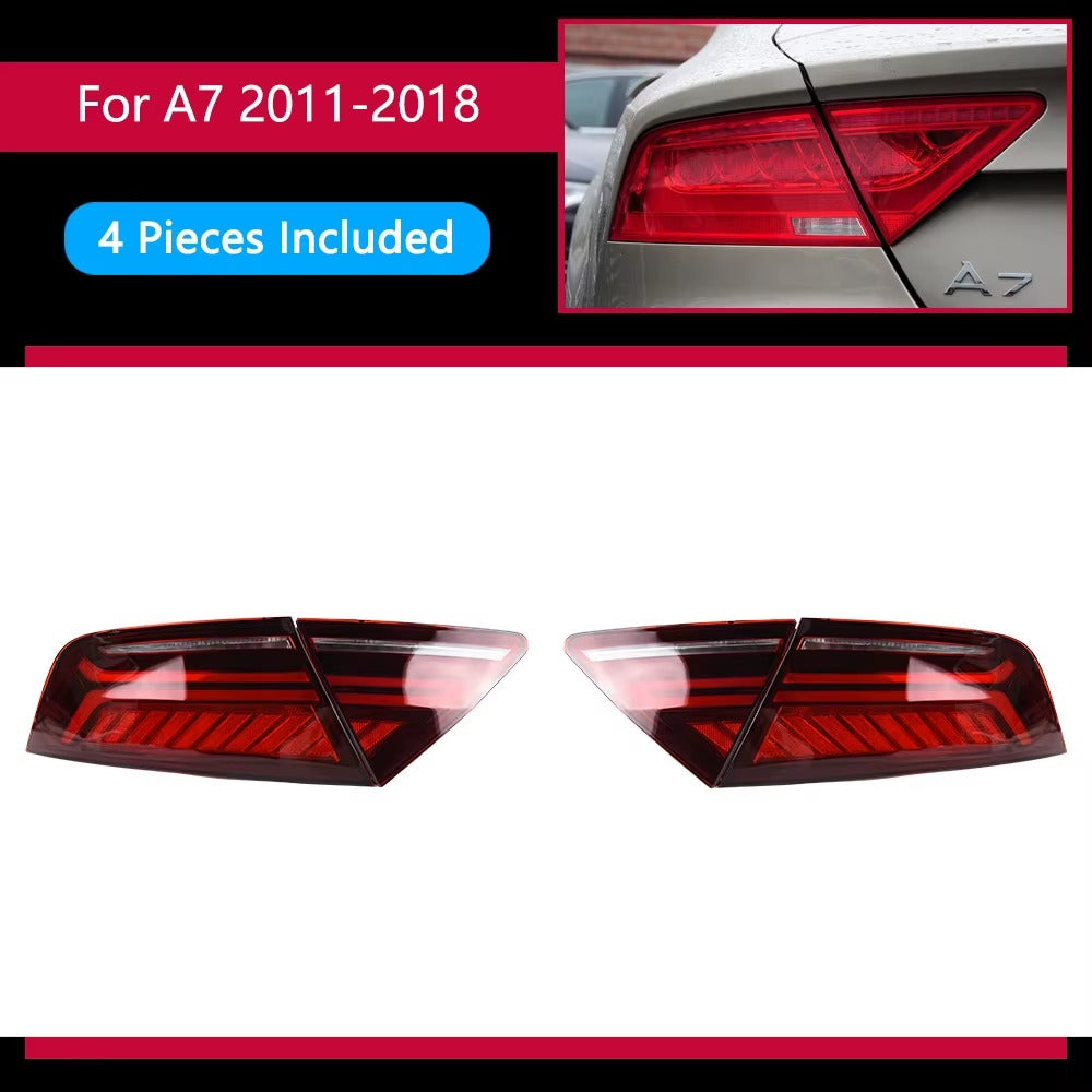 Audi A7 S7 RS7 4G8 2011-2018 LED Tail Lights Modern Style Red Smoked AKD