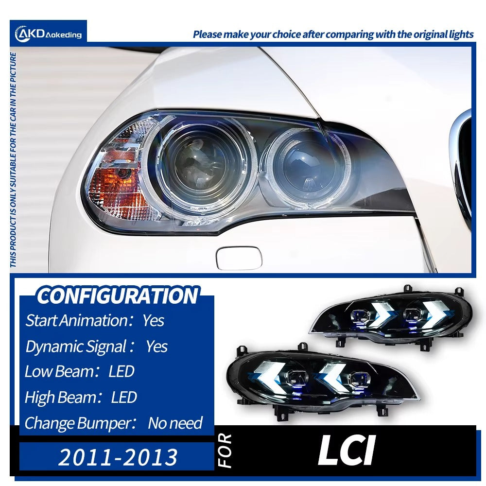 BMW X5 E70 2007-2013 LED Headlights Projector Lens Laser Style AKD