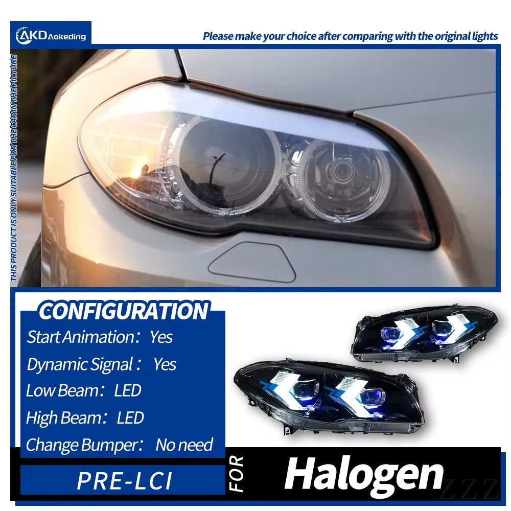BMW 5 Series F10 F11 2010-2016 LED Headlights Projector Lens X5 Style AKD