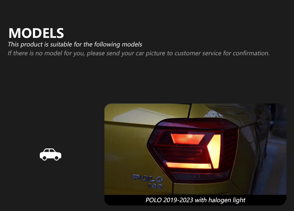 VW Volkswagen Polo MK6 2019-2023 LED Tail Lights Red Smoked AKD