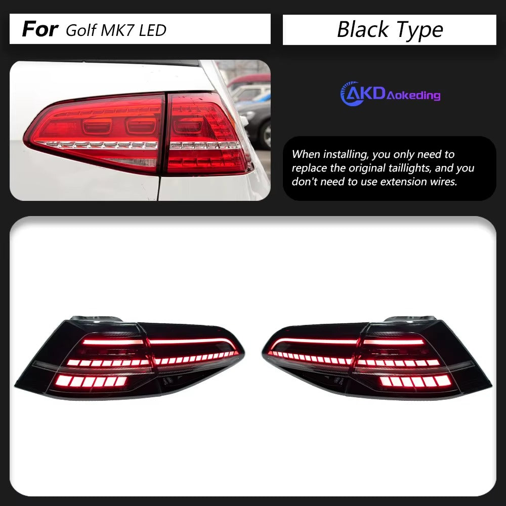 VW Volkswagen Golf MK7 MK7.5 2013-2020 LED Tail lights modern style Red Smoked AKD