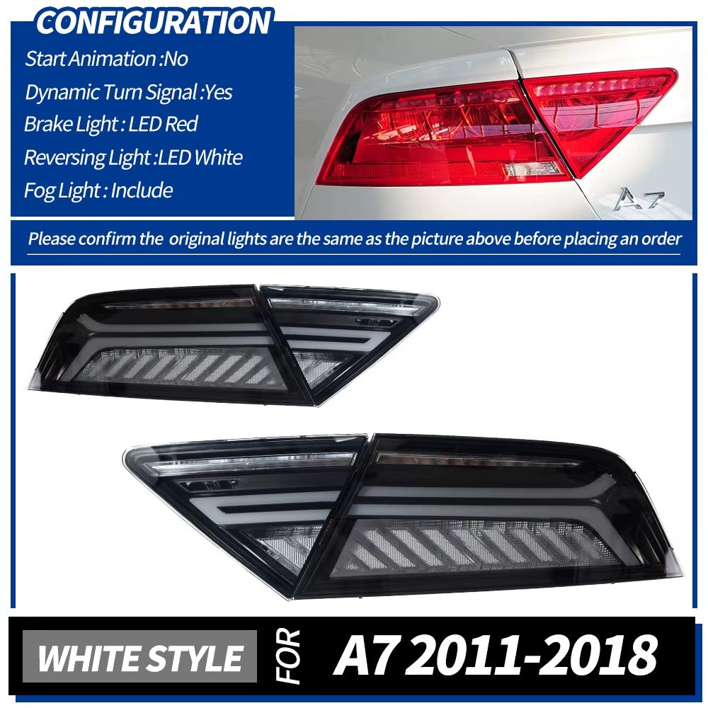 Audi A7 S7 RS7 4G8 2011-2018 LED Tail Lights Modern Style Red Smoked AKD