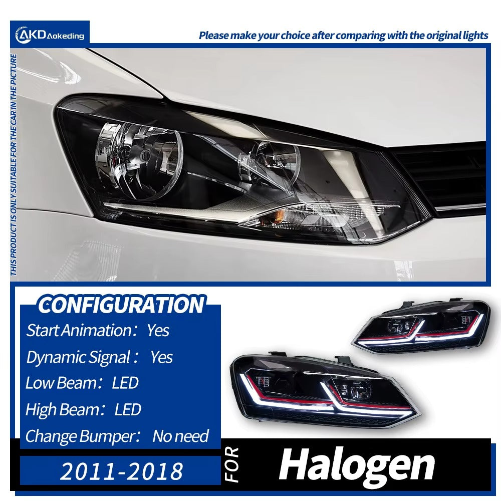 VW Volkswagen Polo MK5 2011-2018 LED Headlights Projector Lens AKD