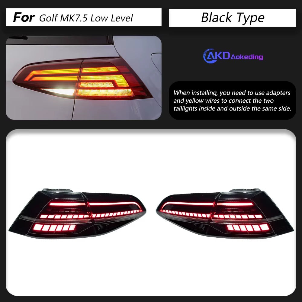 VW Volkswagen Golf MK7 MK7.5 2013-2020 LED Tail lights modern style Red Smoked AKD