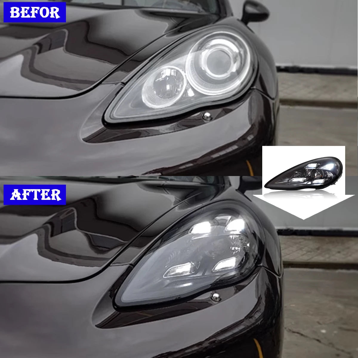 Porsche Panamera 970 970.1 2010-2013 Full LED Matrix Style Headlights Plug and Play TYPY
