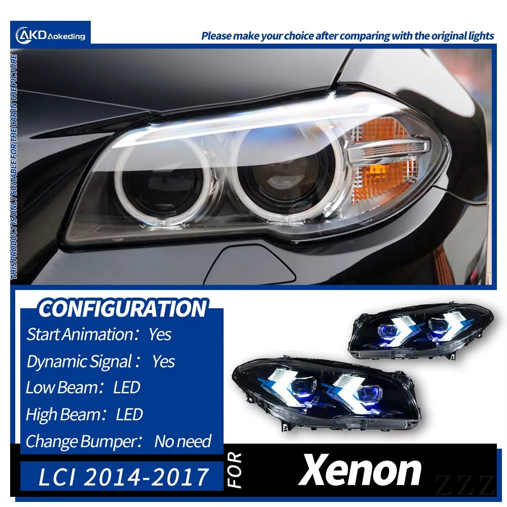 BMW 5 Series F10 F11 2010-2016 LED Headlights Projector Lens X5 Style AKD