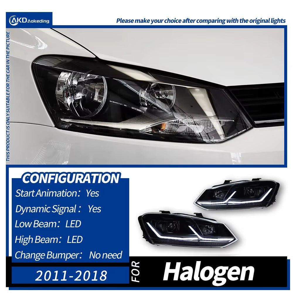 VW Volkswagen Polo MK5 2011-2018 LED Headlights Projector Lens AKD