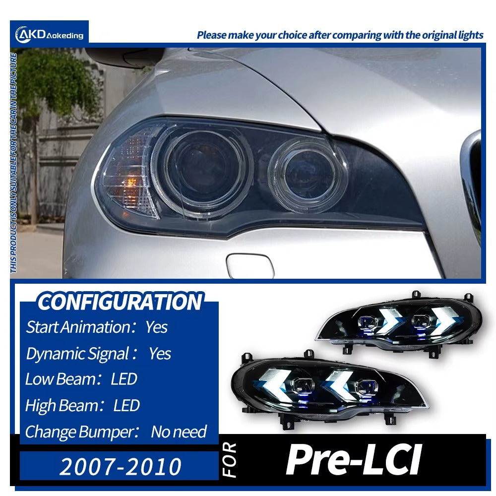 BMW X5 E70 2007-2013 LED Headlights Projector Lens Laser Style AKD