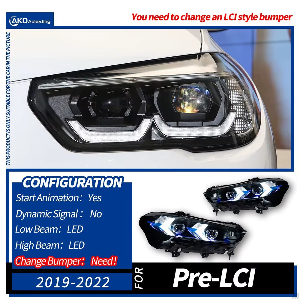 BMW X5 G05 2019-2022 LED Headlights Projector Lens Laser Style Set AKD