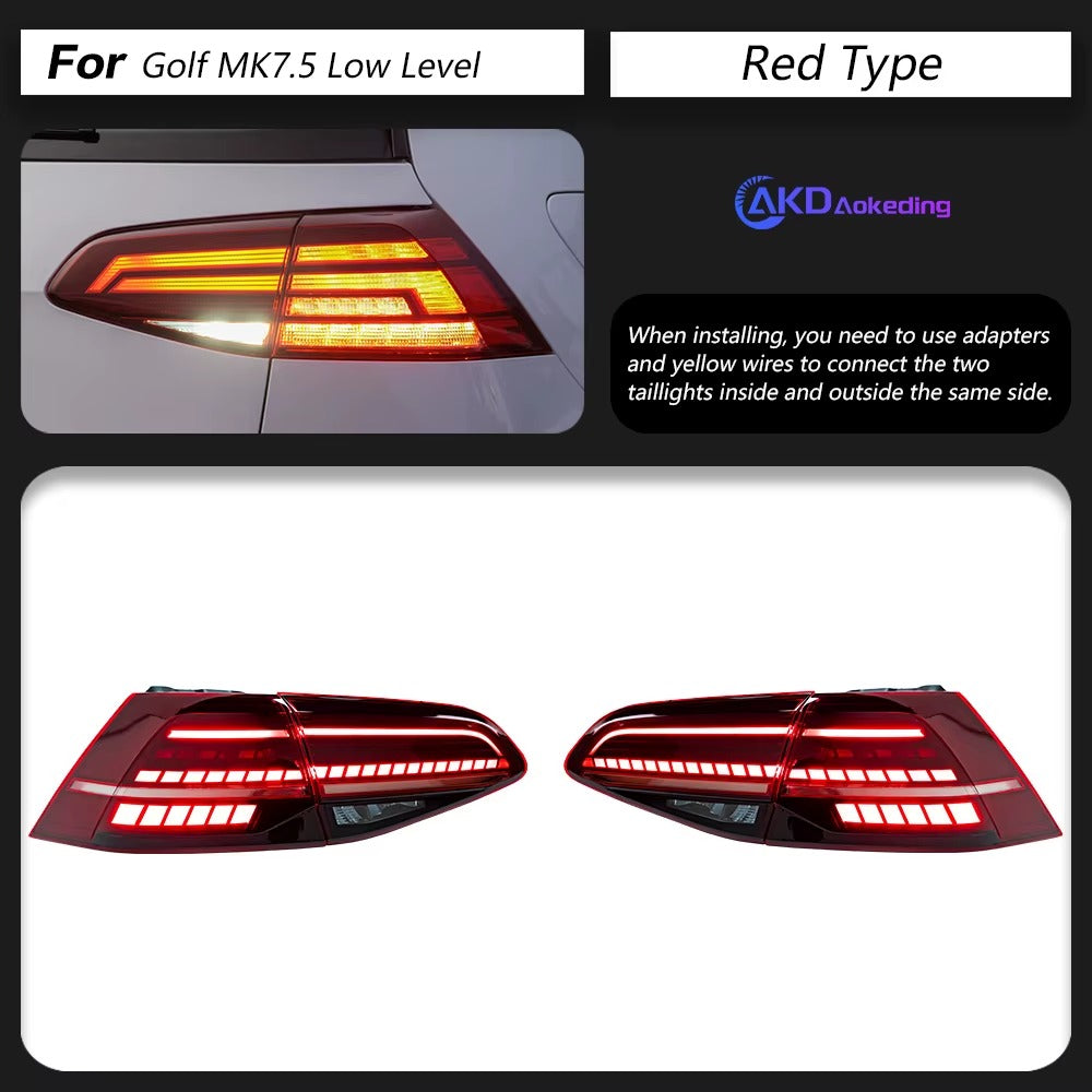 VW Volkswagen Golf MK7 MK7.5 2013-2020 LED Tail lights modern style Red Smoked AKD