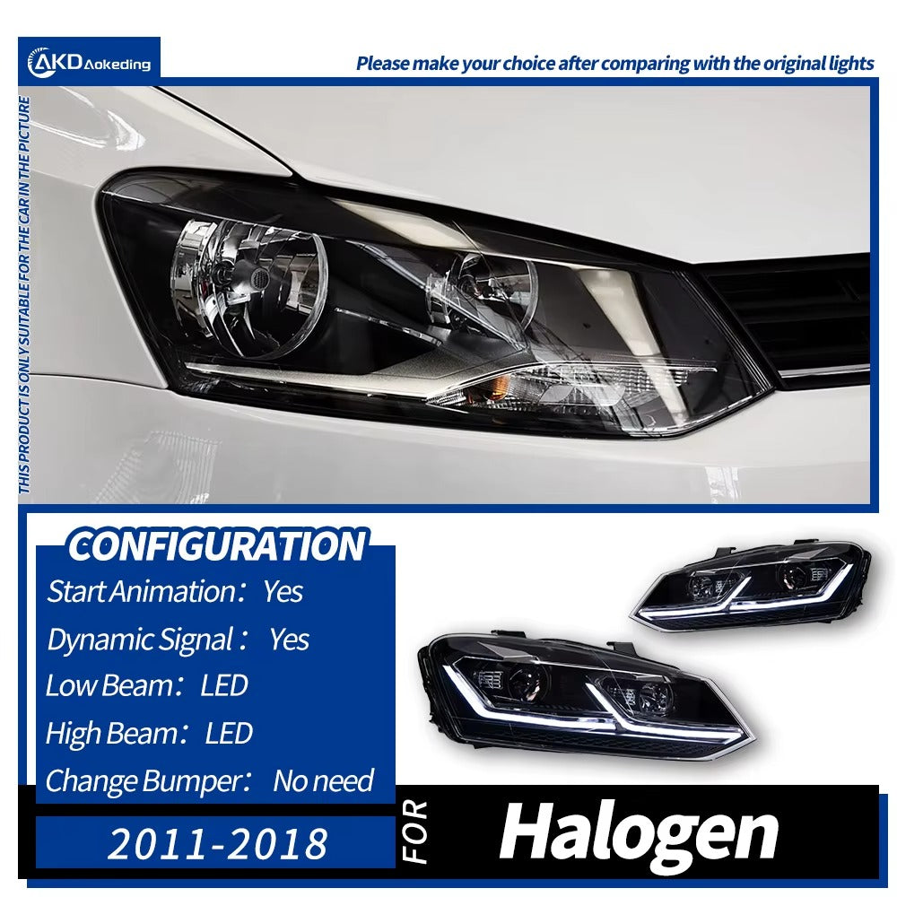 VW Volkswagen Polo MK5 2011-2018 LED Headlights Projector Lens AKD