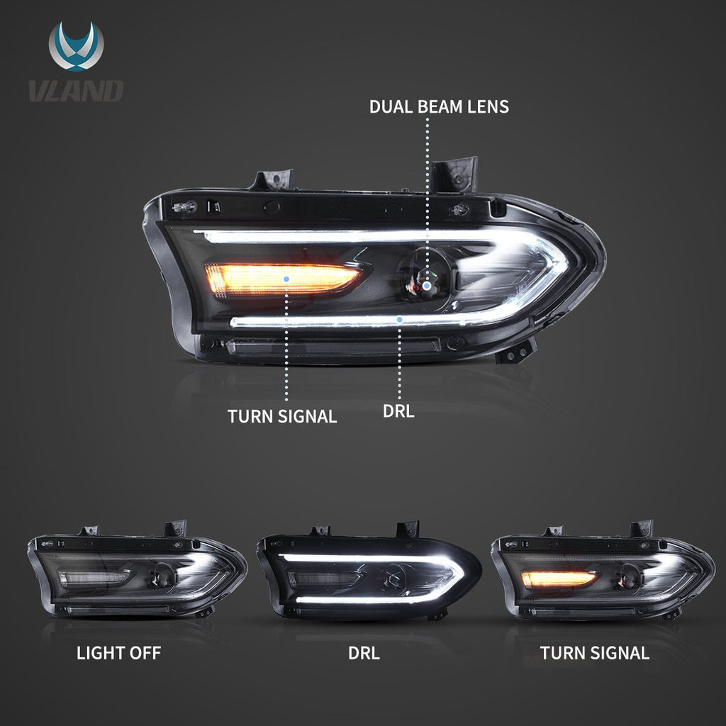Dodge Charger 2015-2023 LED Halogen Headlights VLAND